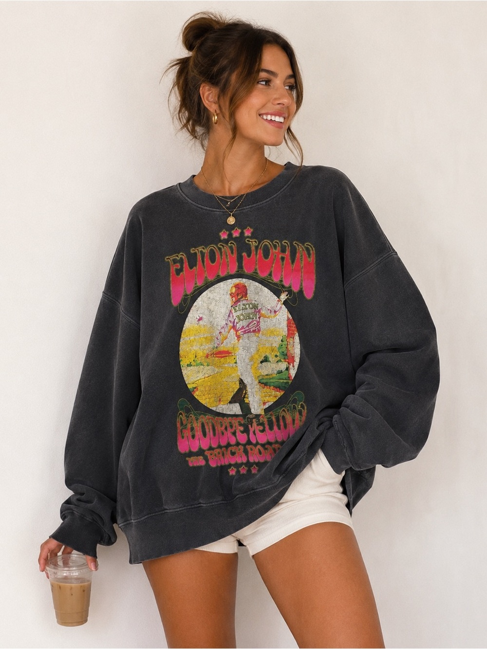 Abercrombie & Fitch Elton John Goodbye Yellow Brick Road Oversized Sweatshirt L